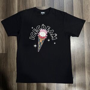 Icecream Black Tee with Ice Cream Cone Graphic